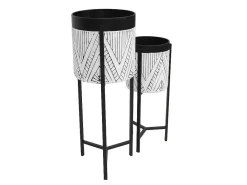 Set Van 2 Bloembakken Op Poot Van Metaal - D20 X H53 Cm En D25 X H69 Cm - Zwart En Wit - Capoli-OZAIA Sale