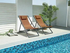 Set Van 2 Chileense Ligstoelen Van Aluminium - Terracotta - Anilio Van-MYLIA Clearance