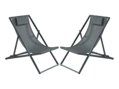 Set Van 2 Chileense Ligstoelen Van Aluminium - Antraciet - Anilio Van-MYLIA Sale