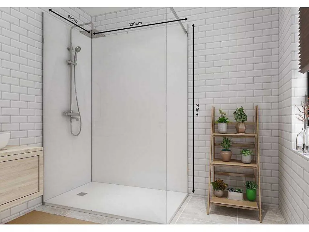 Set Van 2 Douchewandpanelen In Aluminium Inclusief Profielen - L90 Cm X L120 Cm X H210 Cm - Itziar-Shower & Design Discount