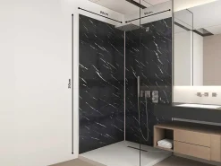 Set Van 2 Douchewandpanelen Met Marmereffect Van Aluminium Met Profielen - 2 X L90 X H210 Cm Eneko-Shower & Design