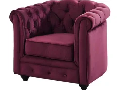 Set Van 2 Fauteuils Chesterfield - Fluweel Paars-Vente-unique Discount