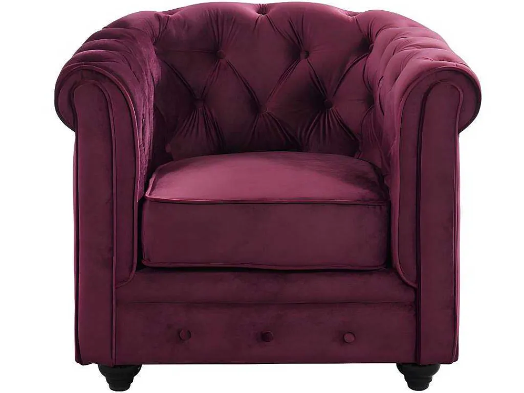 Set Van 2 Fauteuils Chesterfield - Fluweel Paars-Vente-unique Discount