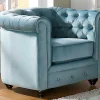 Set Van 2 Fauteuils Chesterfield - Fluweel - Pastel Blauw-Vente-unique Clearance