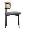 Set Van 2 Fluwelen En Rotan Stoelen - Metalen Poten - Grijs-ModernLuxe Discount
