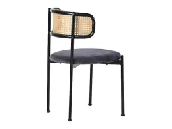 Set Van 2 Fluwelen En Rotan Stoelen - Metalen Poten - Grijs-ModernLuxe Discount