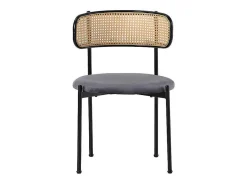 Set Van 2 Fluwelen En Rotan Stoelen - Metalen Poten - Grijs-ModernLuxe Discount