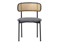 Set Van 2 Fluwelen En Rotan Stoelen - Metalen Poten - Grijs-ModernLuxe Discount
