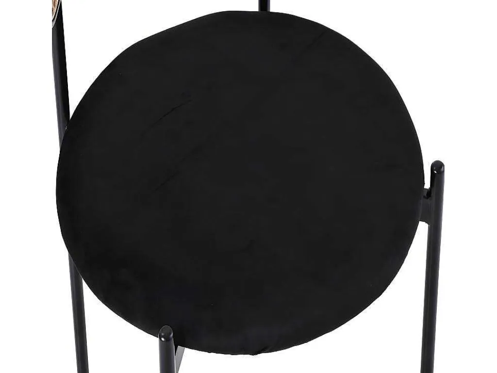 Set Van 2 Fluwelen En Rotan Stoelen - Metalen Poten - Zwart-ModernLuxe Clearance