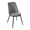Set Van 2 Fluwelen Gestoffeerde Stoelen Met Rugleuning - Zwart Metalen Structuur - Grijs-ModernLuxe Best
