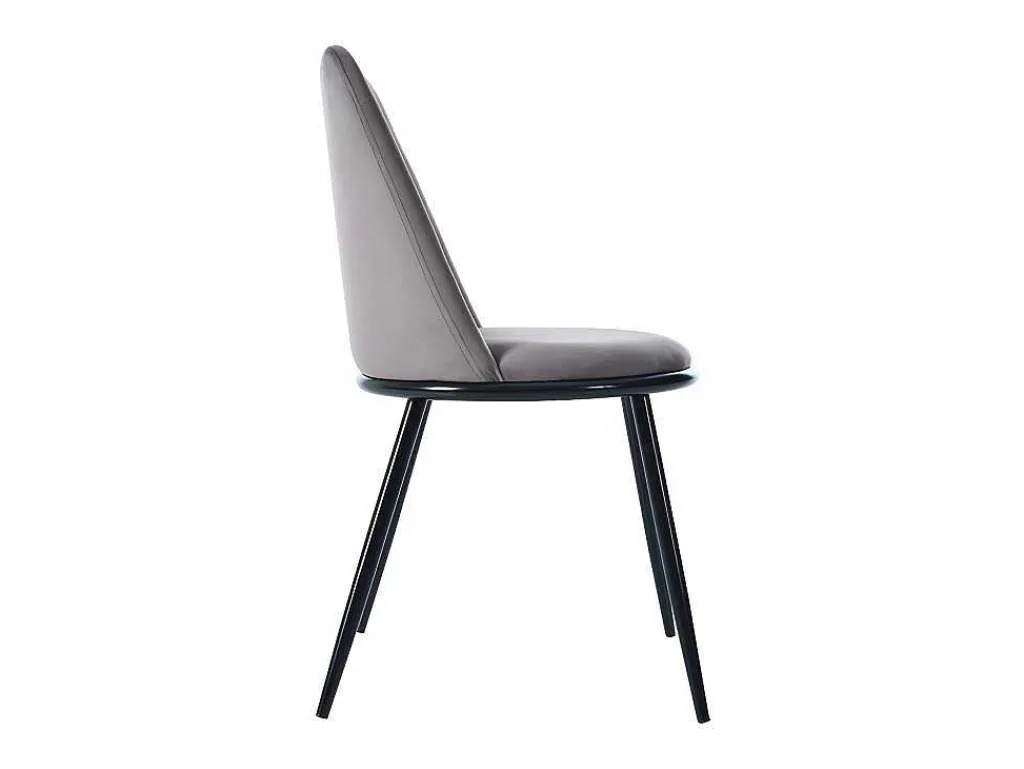 Set Van 2 Fluwelen Gestoffeerde Stoelen Met Rugleuning - Zwart Metalen Structuur - Grijs-ModernLuxe Best