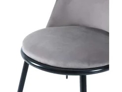Set Van 2 Fluwelen Gestoffeerde Stoelen Met Rugleuning - Zwart Metalen Structuur - Grijs-ModernLuxe Best