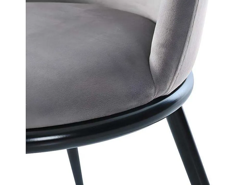 Set Van 2 Fluwelen Gestoffeerde Stoelen Met Rugleuning - Zwart Metalen Structuur - Grijs-ModernLuxe Best