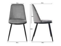 Set Van 2 Fluwelen Gestoffeerde Stoelen Met Rugleuning - Zwart Metalen Structuur - Grijs-ModernLuxe Best