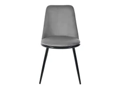 Set Van 2 Fluwelen Gestoffeerde Stoelen Met Rugleuning - Zwart Metalen Structuur - Grijs-ModernLuxe Best