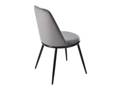 Set Van 2 Fluwelen Gestoffeerde Stoelen Met Rugleuning - Zwart Metalen Structuur - Grijs-ModernLuxe Best
