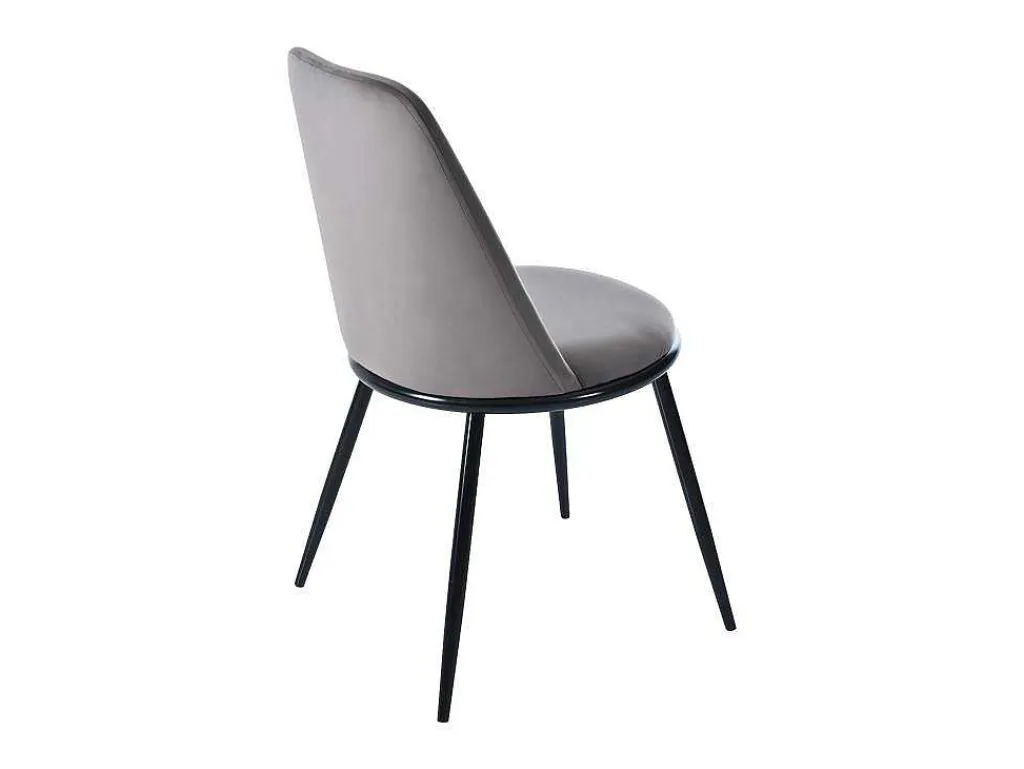 Set Van 2 Fluwelen Gestoffeerde Stoelen Met Rugleuning - Zwart Metalen Structuur - Grijs-ModernLuxe Best