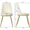 Set Van 4 Fluwelen Gestoffeerde Stoelen Met Rugleuning - Goud Metalen Structuur - Beige-ModernLuxe Hot