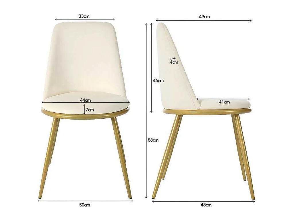 Set Van 4 Fluwelen Gestoffeerde Stoelen Met Rugleuning - Goud Metalen Structuur - Beige-ModernLuxe Hot
