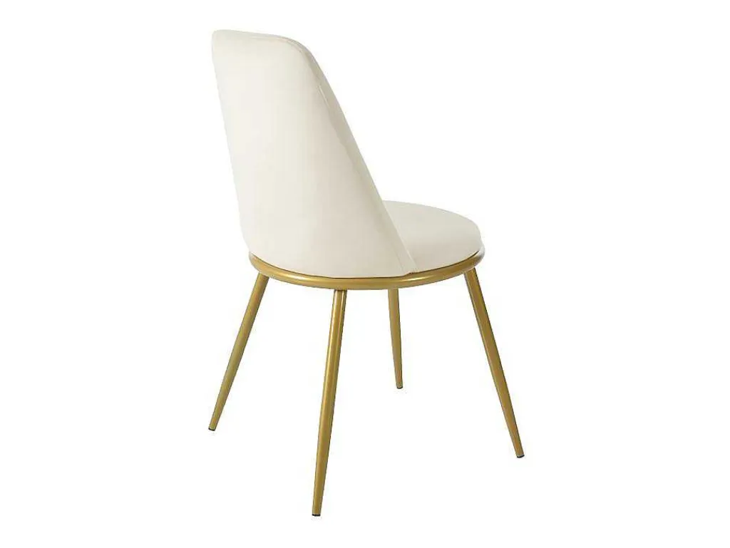 Set Van 4 Fluwelen Gestoffeerde Stoelen Met Rugleuning - Goud Metalen Structuur - Beige-ModernLuxe Hot
