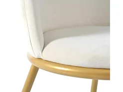 Set Van 4 Fluwelen Gestoffeerde Stoelen Met Rugleuning - Goud Metalen Structuur - Beige-ModernLuxe Hot