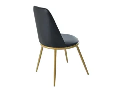 Set Van 4 Fluwelen Gestoffeerde Stoelen Met Rugleuning - Goudkleurige Metalen Structuur - Zwart-ModernLuxe Discount
