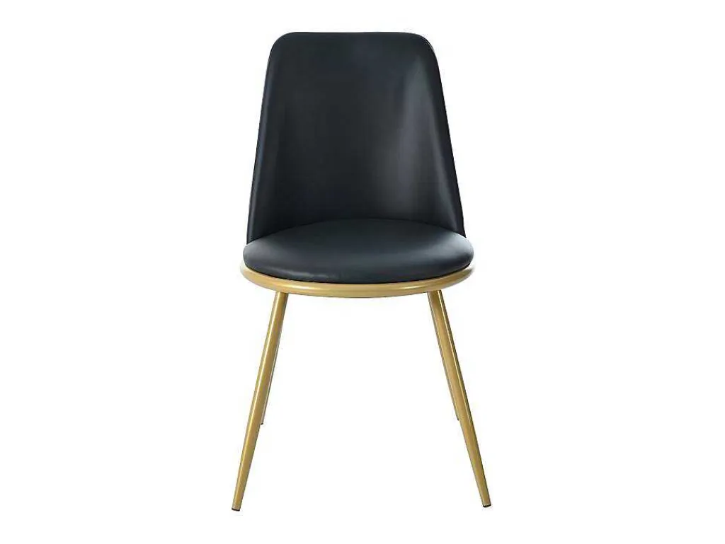 Set Van 4 Fluwelen Gestoffeerde Stoelen Met Rugleuning - Goudkleurige Metalen Structuur - Zwart-ModernLuxe Discount
