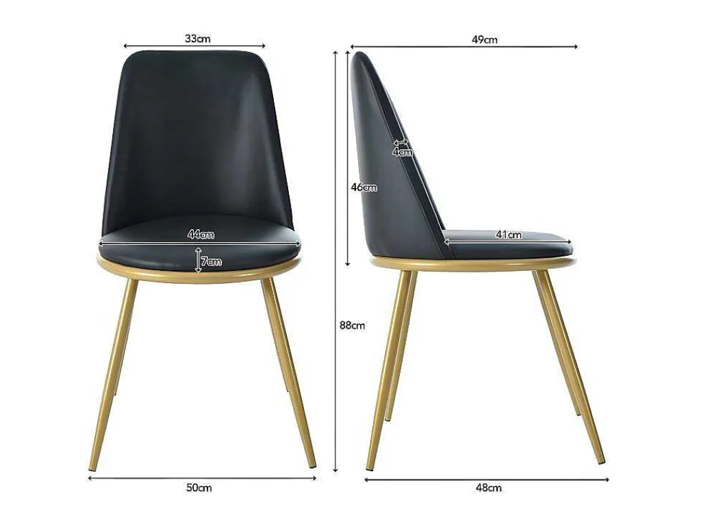 Set Van 4 Fluwelen Gestoffeerde Stoelen Met Rugleuning - Goudkleurige Metalen Structuur - Zwart-ModernLuxe Discount