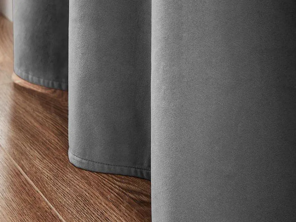 Set Van 2 Fluwelen Gordijnen - 140 X 260 Cm - Grijs - Ahtari-OZAIA Best