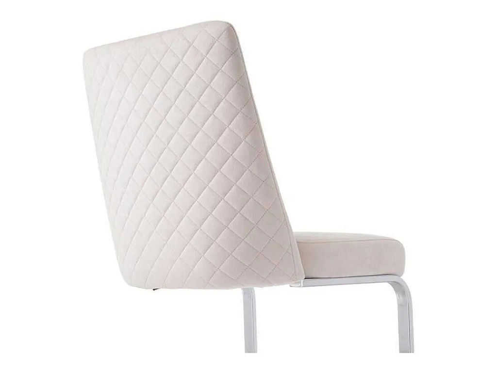 Set Van 2 Fluwelen Sledestoelen - Rugleuning Ruitpatroon - Onderstel Zilverkleurig Metaal - Beige-ModernLuxe Hot