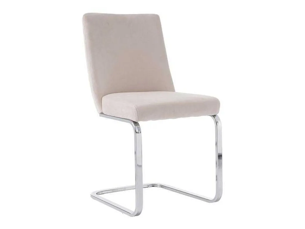 Set Van 2 Fluwelen Sledestoelen - Rugleuning Ruitpatroon - Onderstel Zilverkleurig Metaal - Beige-ModernLuxe Hot