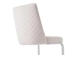 Set Van 4 Fluwelen Sledestoelen - Rugleuning Ruitpatroon - Onderstel Zilverkleurig Metaal - Beige-ModernLuxe New