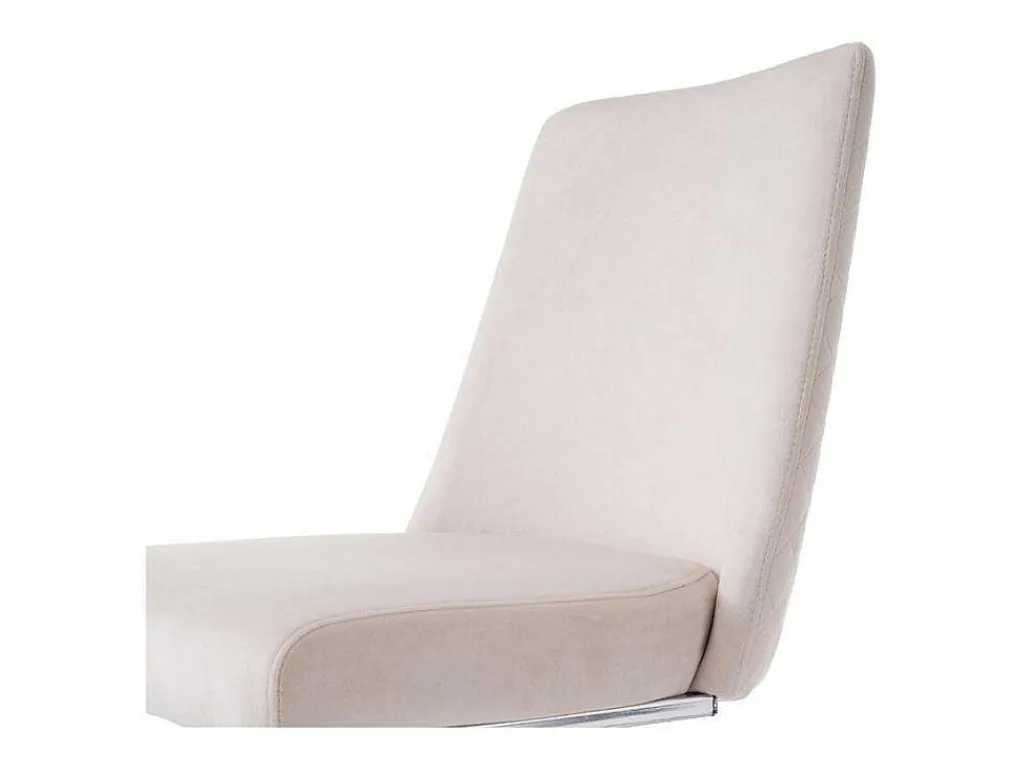 Set Van 4 Fluwelen Sledestoelen - Rugleuning Ruitpatroon - Onderstel Zilverkleurig Metaal - Beige-ModernLuxe New