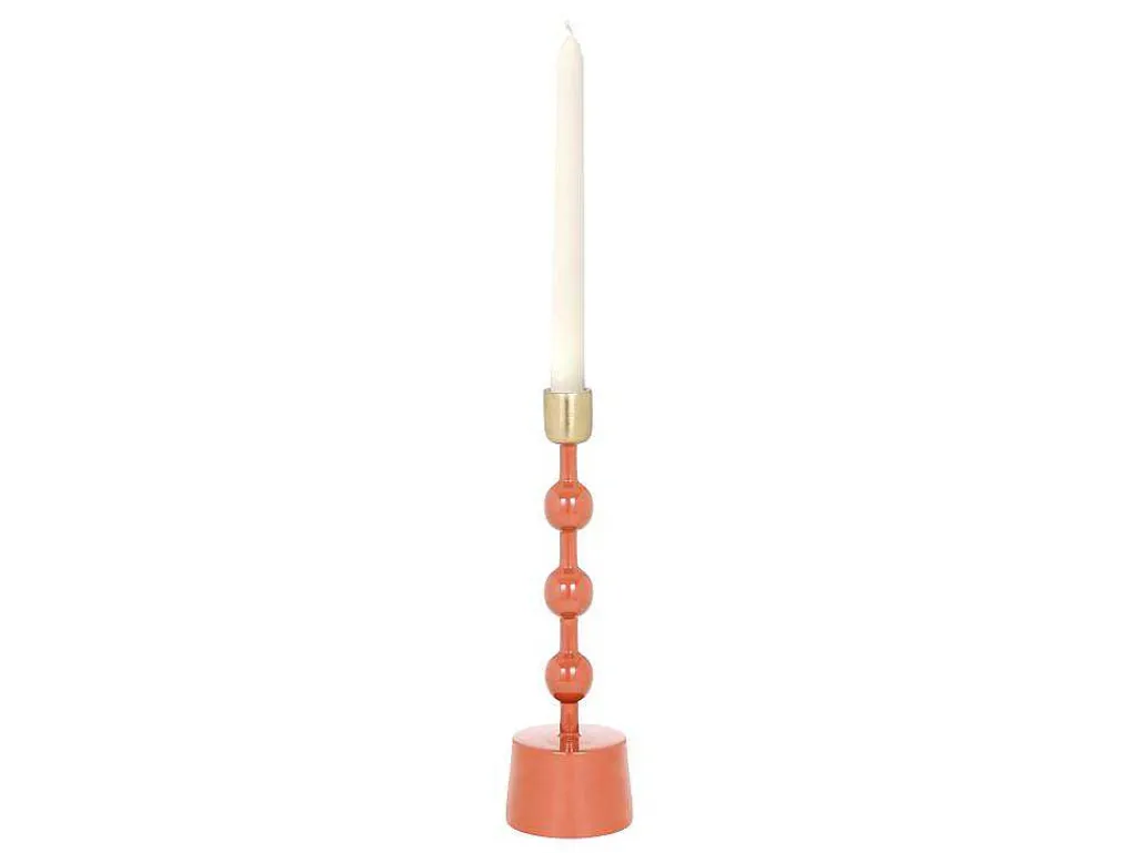Set Van 2 Geemailleerde Aluminium Kandelaars - H.26,5 Cm En H.22 Cm - Terracotta - Parina-OZAIA Clearance