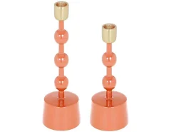 Set Van 2 Geemailleerde Aluminium Kandelaars - H.26,5 Cm En H.22 Cm - Terracotta - Parina-OZAIA Clearance