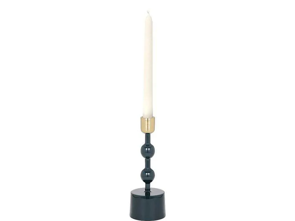 Set Van 2 Geemailleerde Aluminium Kandelaars - H.26,5 Cm En H.22 Cm - Eend Blauw - Parina-OZAIA Best