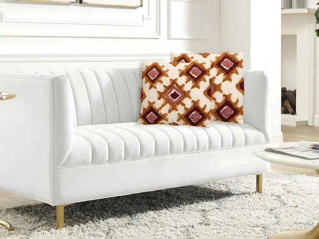 Set Van 2 Getufte En Bedrukte Kussens - 45 X 45 Cm - Katoen - Meerdere Kleuren - Magna-OZAIA Clearance