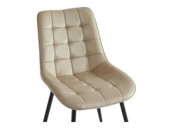 Set Van 6 Gewatteerde Stoelen - Velours En Zwart Metaal - Beige - Ollua-Vente-unique Discount
