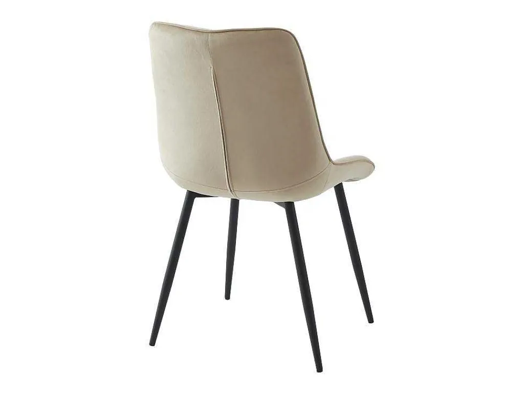 Set Van 6 Gewatteerde Stoelen - Velours En Zwart Metaal - Beige - Ollua-Vente-unique Discount
