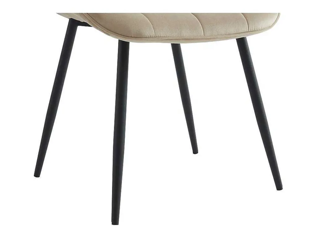 Set Van 6 Gewatteerde Stoelen - Velours En Zwart Metaal - Beige - Ollua-Vente-unique Discount