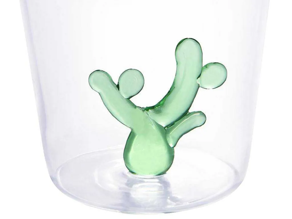Set Van 4 Glazen Met Cactus - Transparant En Groen - O8 X H10 Cm - Puntia-OZAIA New