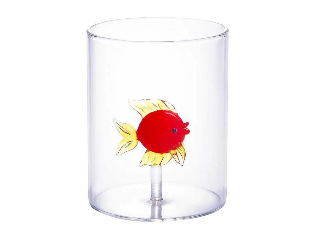 Set Van 4 Glazen Met Diertjes - Transparant En Rood Geblazen Glas - O7,5 Cm X H9,5 Cm - Apuna-OZAIA New