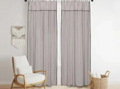 Set Van 2 Gordijnen Van Katoen En Linnen - 140 X 280 Cm - Taupegrijs - Borina-OZAIA Hot