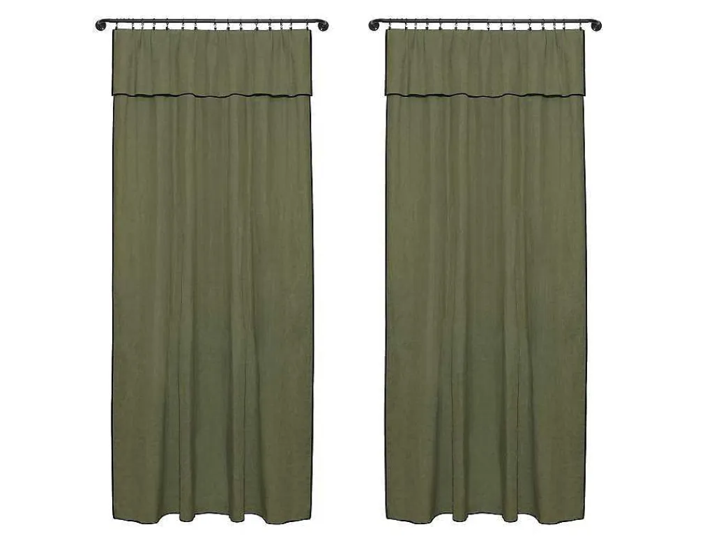 Set Van 2 Gordijnen Van Katoen En Linnen - 140 X 280 Cm - Kaki - Borina-OZAIA Best