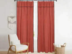Set Van 2 Gordijnen Van Katoen En Linnen - 140 X 280 Cm - Terracotta - Borina-OZAIA Best