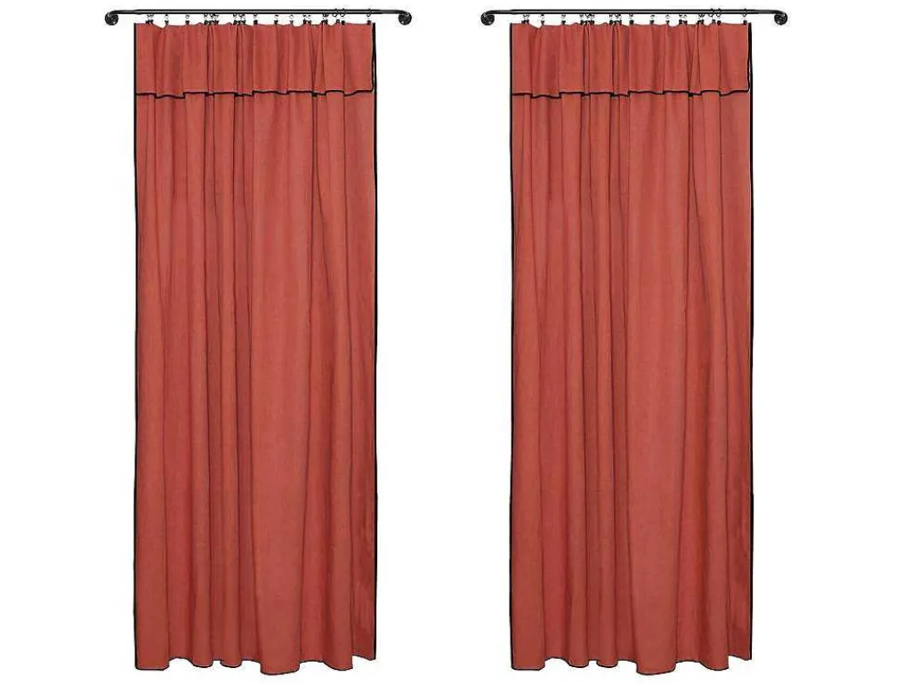 Set Van 2 Gordijnen Van Katoen En Linnen - 140 X 280 Cm - Terracotta - Borina-OZAIA Best