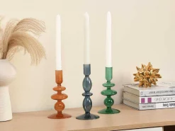 Set Van 2 Kandelaars - D9 X H21 Cm En D9 X H18,5 Cm - Glas - Groen - Kandie-OZAIA New