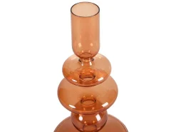 Set Van 2 Kandelaars - H21 En 18,5 Cm - Glas - Oranje - Kandie-OZAIA