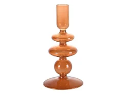 Set Van 2 Kandelaars - H21 En 18,5 Cm - Glas - Oranje - Kandie-OZAIA