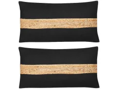 Set Van 2 Katoenen En Jute Kussens - 30 X 60 Cm - Naturel En Zwart - Natura-OZAIA Outlet